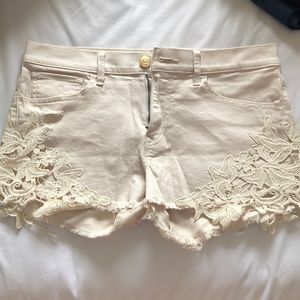 Express Creme Jean Shorts
